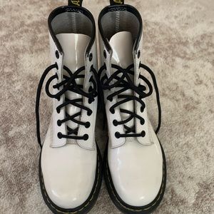Dr Martens white patent boots. Size US 7